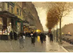 Paris, Boulevard Saint-martin am Abend by Luigi Loir, oil on canvas, sold Dec 2025