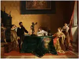 Benvenuto Cellini Präsentiert Eine Statue dem Herzog von Toskana by Amos Cassioli, 1832 Asciano – 1891 Florenz, oil on canvas, sold Sep 2017
