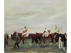 Vor dem Rennen by Otto Dill, oil on canvas, sold Mar 2023