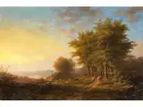 Hirten auf Einem Waldweg by Johann Bernhard Klombeck, oil on panel, sold Jun 2023