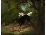 Iii. Ball Spielende Hunde by Alfred de Dreux, oil on canvas, offered Sep 2018