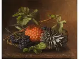 Stillleben mit Ananas und Roten Weintrauben in Korb by Johan Laurentz Jensen, oil on canvas, sold Dec 2023