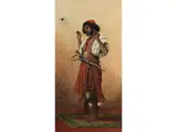 Arabischer Krieger im Gebet by Théophile Marie Françoise Lybaert, mixed media, offered Sep 2018