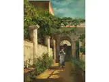 Elegante Dame vor Pergola by Marco De Gregorio, oil on canvas, offered Mar 2026