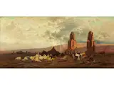 Abendgebet bei den Kolossen von Memnon by Friedrich Perlberg, oil on panel, offered Sep 2019