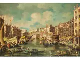 Blick auf den Canal Grande mit der Rialtobrücke by Giuseppe Ponga, oil on canvas, sold Jun 2026