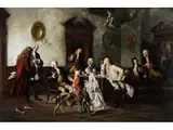 Salon mit Eleganter Herrenrunde und Zwei Kindern by August Holmberg, oil on canvas, offered Dec 2024