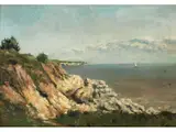 Französische Küstenlandschaft mit Blick auf das Ruhige Meer by Paul Guigou, oil on canvas, sold Mar 2024