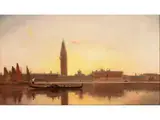 Blick auf Venedig mit dem Dogenpalast im Stimmungsvollen Licht by Henri Duvieux, oil on canvas, sold Jun 2022