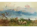 Blick auf Varenna von den Hügeln von Menaggio by Paolo Sala, watercolor, offered Dec 2016