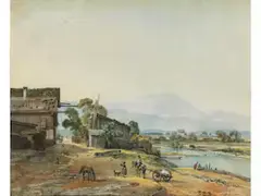 Landschaft bei Wolfratshausen by Wilhelm von Kobell, watercolor, offered Mar 2024