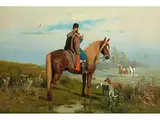 Reiter in Weiter Landschaft by Włodzimierz Łoś, oil on canvas, sold Apr 2022