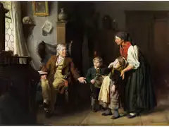 Beim Dorfarzt by Felix Schlesinger, oil on panel, sold Jun 2023