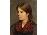 Dirndl by Franz Defregger, oil on board, offered Mar 2024