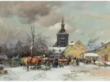 Winterlicher Markt by Karl Stuhlmüller, oil on canvas, sold Jun 2025