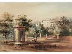 Englische Kolonialvilla by Conrad Martens, mixed media, sold Jul 2018