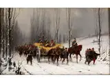 Preussische Truppen mit Französischen Kriegsgefangenen by Christian Sell, oil, offered Mar 2015
