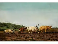 Beim Pflügen des Ackers by Rosa Bonheur, oil on canvas, offered Jun 2016