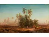 Palmenoase vor Altägyptischen Bauwerken by Bernard Fiedler, oil on canvas, offered Sep 2015