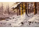 Winterliche Waldlandschaft by Walter Moras, oil on canvas, offered Jul 2015