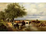 Landschaft mit Rindern und Hirte by F. Boucher, oil on canvas, offered Apr 2018