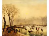 Schlittschuhläufer auf der Serpentine im Hyde-park, London by Nicolaas Johannes Roosenboom, oil on canvas, sold Mar 2026