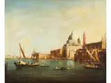 Santa Maria Della Salute am Canale Grande mit Blick zur Punta Dogana by Félix Ziem, oil on canvas, sold Mar 2025