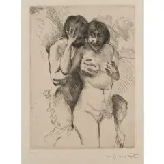 Faun und nymphe by Lovis Corinth, 1914, drypoint, sold Dec 2025