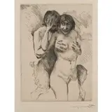 Faun und nymphe by Lovis Corinth, 1914, drypoint, sold Dec 2025