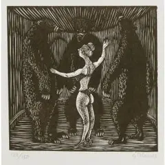 Im bärenzwinger by Gerhard Marcks, 1969, linocut, sold Dec 2025