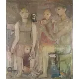 Paar mit zwei kindern by Ilse Häfner-Mode, oil on canvas, sold Dec 2025