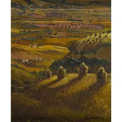 Provence - harvest fields in late evening light by Alan Cotton, oil on canvas, sold Dec 2025