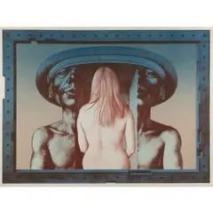 Adam gespalten by Rudolf Hausner, 1977, color lithograph, sold Dec 2025