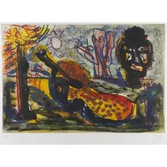 Das grab des orpheus by Markus Lüpertz, color etching, sold Dec 2025