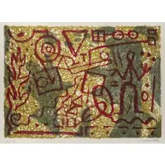 Shadows and stones by A. R. Penck, 1983, color lithograph, sold Dec 2025