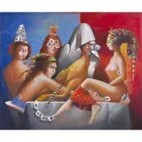 Kartenspiel by Dimitri Vojnov, 2023, oil, sold Dec 2025