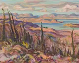 Lac Laberge, Whitehorse by A. Y. Jackson, oil on canvas, sold Nov 2022