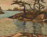 Untitled - Georgian Bay by A. Y. Jackson, oil on board, sold Nov 2022