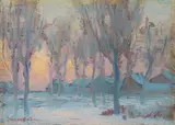Crépuscule d'hiver by Marc-Aurèle de Foy Suzor-Coté, oil on board, sold Nov 2022