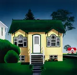 Simple Dream by David Allen Thauberger, acrylic and window screen on canvas, sold Nov 2022