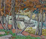 Berm Leading to Mississippi River, Almonte by Mary Alexandra Bell Eastlake, acrylic on canvas, sold Nov 2022