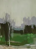 Rainy Day by V.W. Simon, acrylic on board, sold Nov 2022