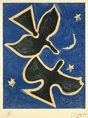 Deux Oiseaux by Georges Braque, 1960, Farblithographie auf Arches-Velin, sold Jun 2009