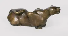 Kriechender Leopard by Philipp Harth, 1932, Bronze mit gelbbrauner Patina. Höhe: 9 cm (3 ½ in.), sold Jun 2009