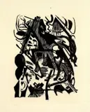 Geburt der Wölfe by Franz Marc, 1913, Holzschnitt auf Japanbütten, sold May 2008