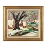 Winter Landscape by Henry d'Anty, Oil on canvas, sold Mar 2025