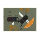 Beetle Battle by Charley Harper, Serigraph in colors, sold Mar 2025