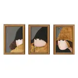 Three Framed Paintings of Women by Stephen White, Oil and metallic paint on panel, sold Mar 2025