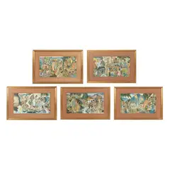 Group of Five Framed Vintage Matson Line's SS Lurline Dinner Menus (Circa 1940s-50s) by Eugene Savage, Offset lithographic printed menus in color, sold Mar 2025