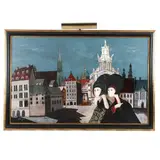 Continental City Scene with Two Women and a Baroque Church by Stephen White, Oil, sold Mar 2025